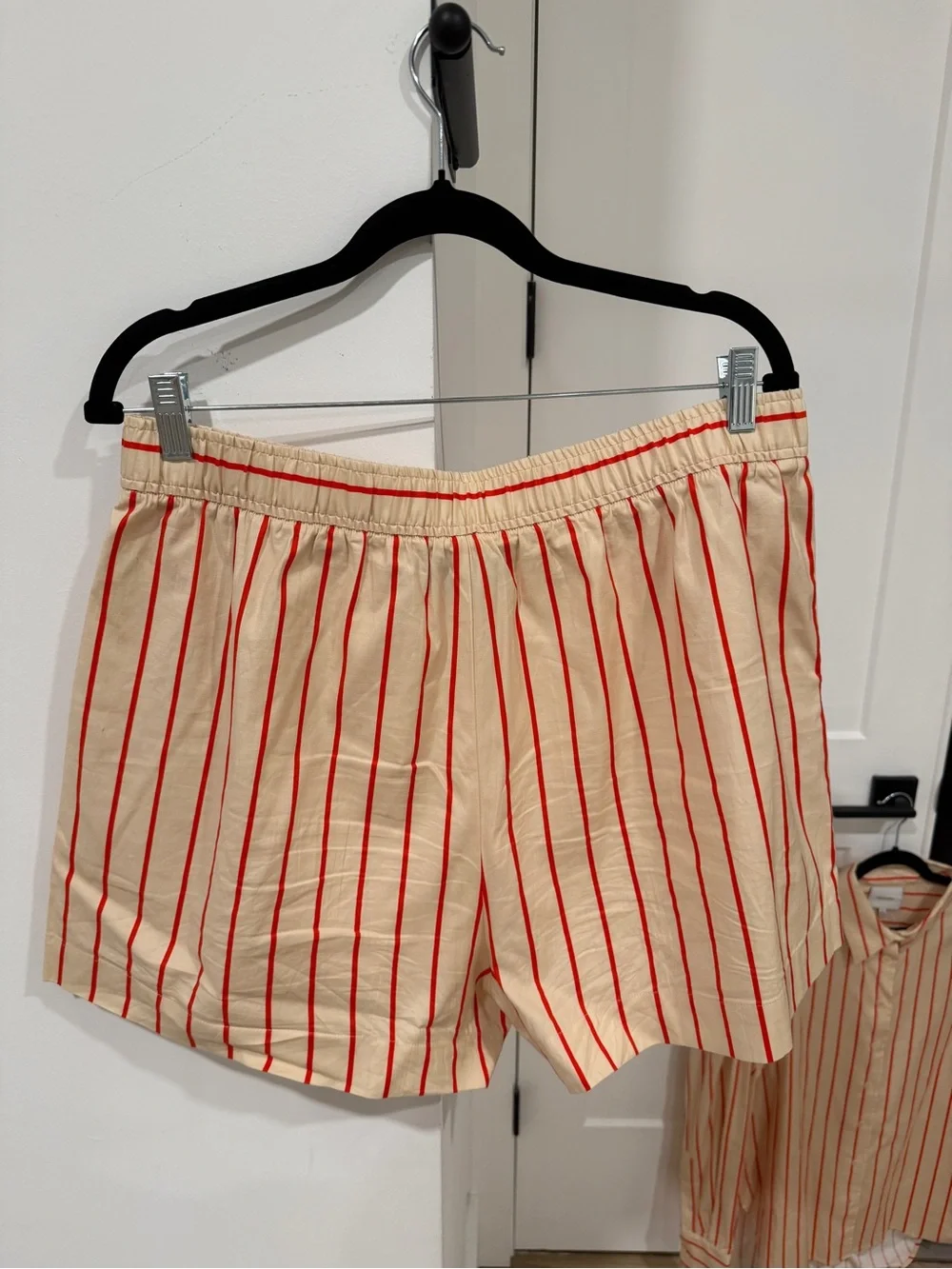 Reformation Eli Red Stripe Oversized Shirt Boxer Shorts Set XL
